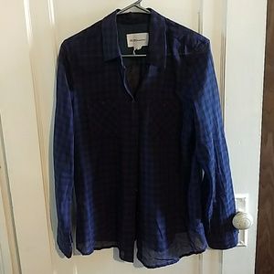 BCBGeneration Sheer Plaid Blouse